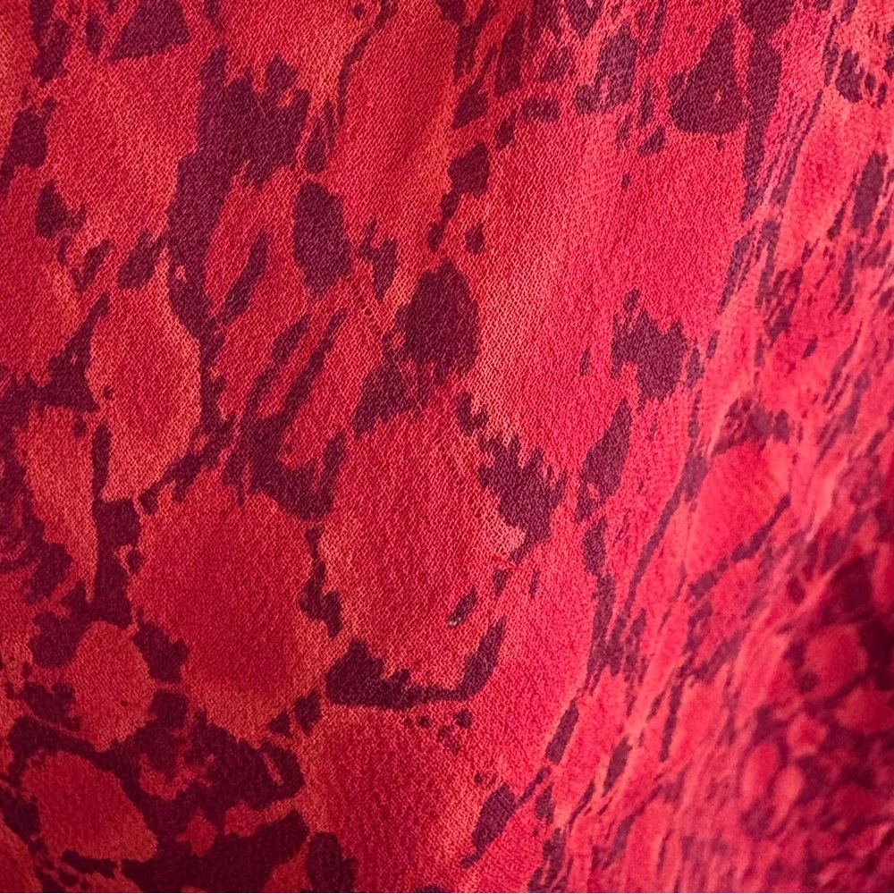Vintage 100% Silk Red Maxi Slip Dress Fairy Y2K Asymmetrical Mcbling Snake Print - Picture 13 of 15